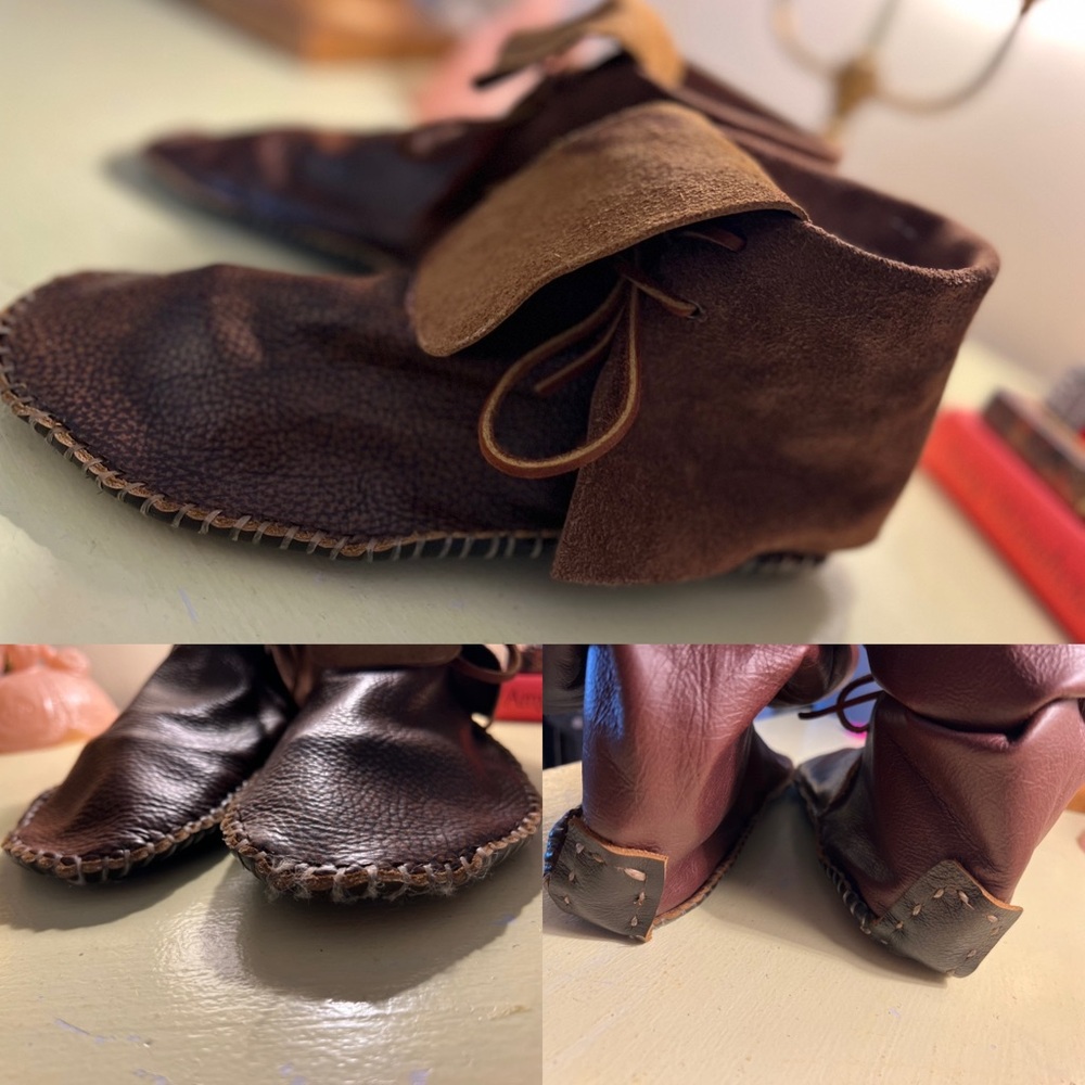 Unisex Brown handmade Leather Shoes Viking Renaissance earthy men’s 7.5  W 8.5